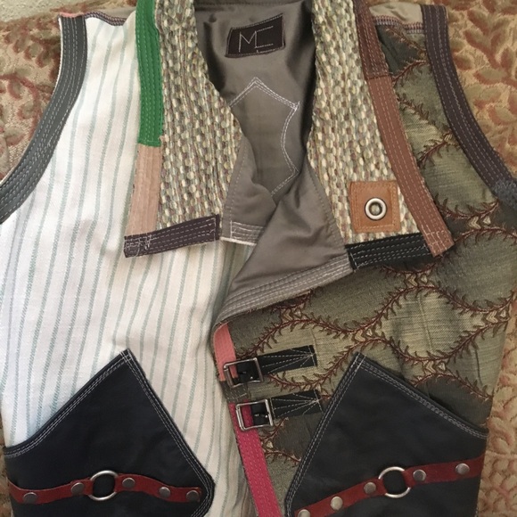 Beautiful linen, wool and leather vest and skirt . - Picture 1 of 5